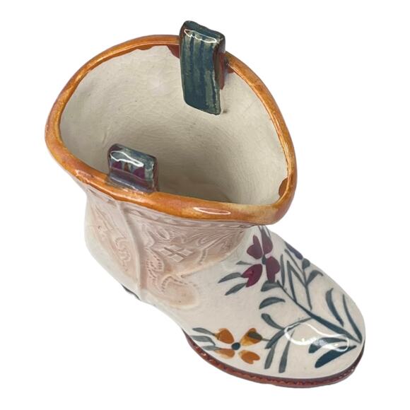 Vintage 1940's Occupied Japan Porcelain COWBOY BOOT 4" Mini Vase Western Decor - Picture 6 of 8